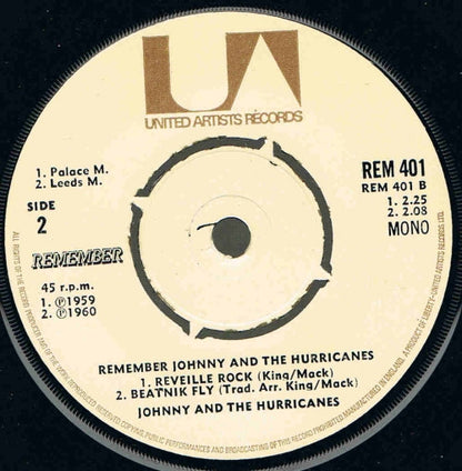 Johnny And The Hurricanes : Remember Johnny And The Hurricanes (7", EP, Mono)