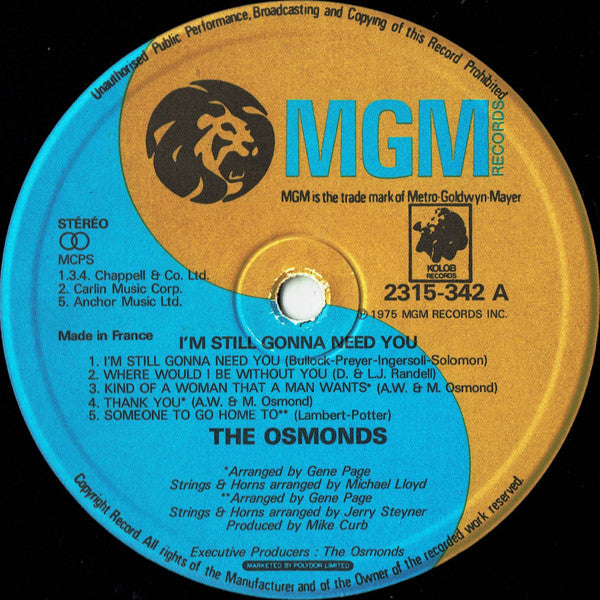 The Osmonds : I'm Still Gonna Need You (LP)