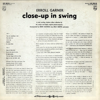 Erroll Garner : Close-up In Swing (LP, Album, Mono)