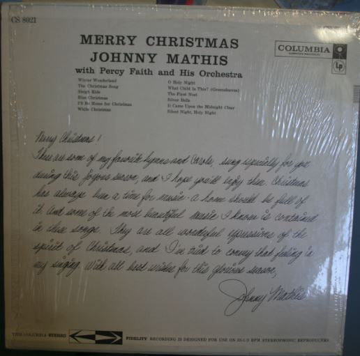 Johnny Mathis : Merry Christmas (LP, Album)