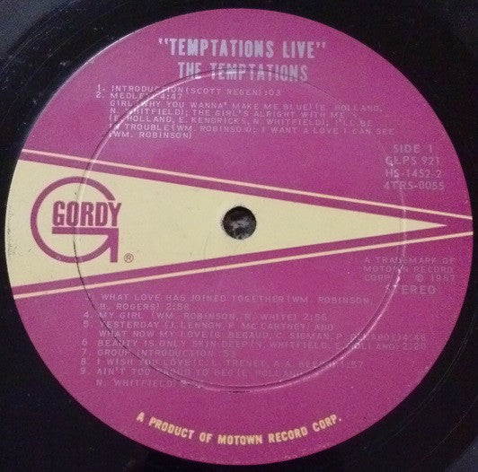 The Temptations : Temptations Live! (LP, Album, RE, Roc)