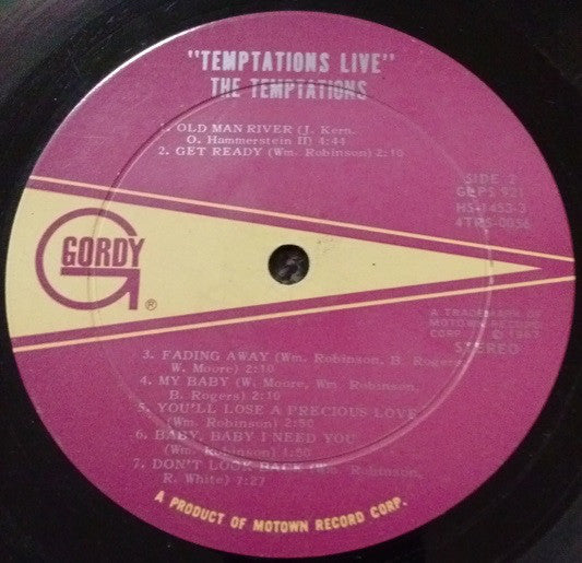 The Temptations : Temptations Live! (LP, Album, RE, Roc)