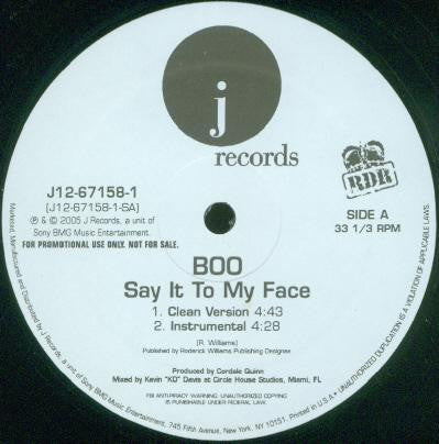 Boo (4) : Say It To My Face (12", Promo)