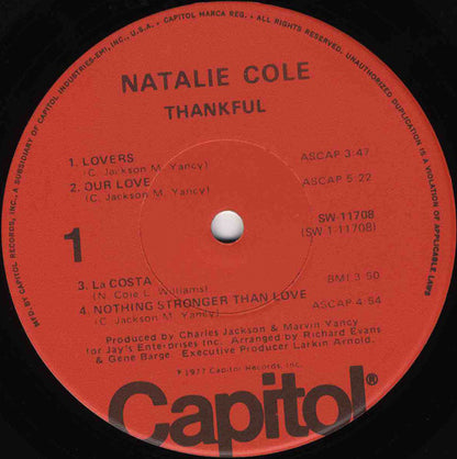 Natalie Cole : Thankful (LP, Album, Los)