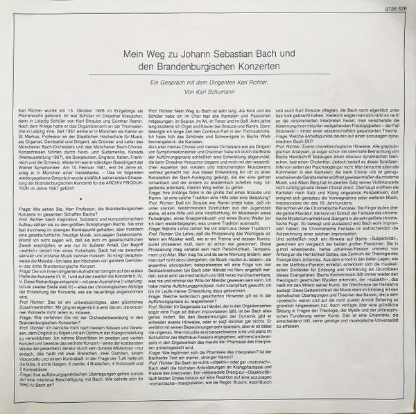 Johann Sebastian Bach — Münchener Bach-Orchester · Karl Richter : 6 Brandenburgische Konzerte (Box, RE + 2xLP)