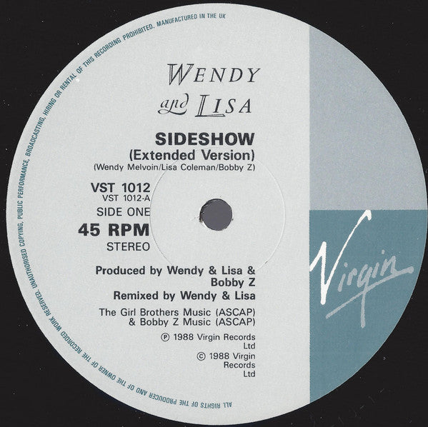 Wendy & Lisa : Sideshow (12")