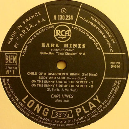 Earl Hines : Solos De Piano (10")