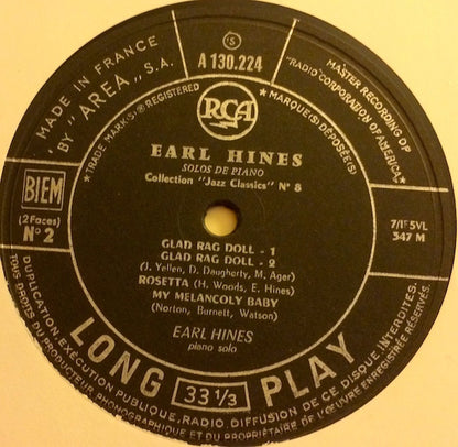 Earl Hines : Solos De Piano (10")