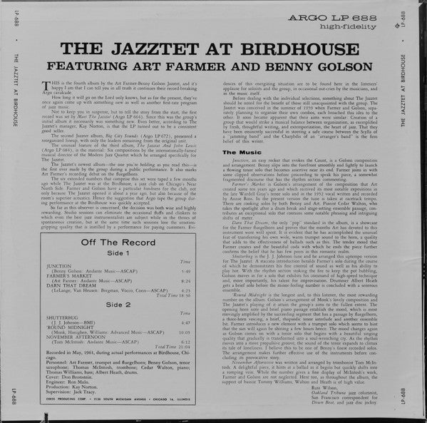 The Jazztet : At Birdhouse (LP, Album, RE, Kee)