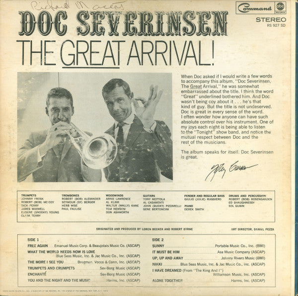 Doc Severinsen : The Great Arrival! (LP, Album, Gat)