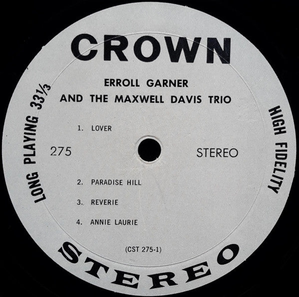 Erroll Garner And Maxwell Davis Trio : Erroll Garner And The Maxwell Davis Trio (LP)