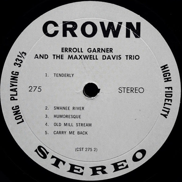 Erroll Garner And Maxwell Davis Trio : Erroll Garner And The Maxwell Davis Trio (LP)