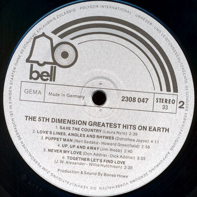 The Fifth Dimension : Greatest Hits On Earth (LP, Comp)