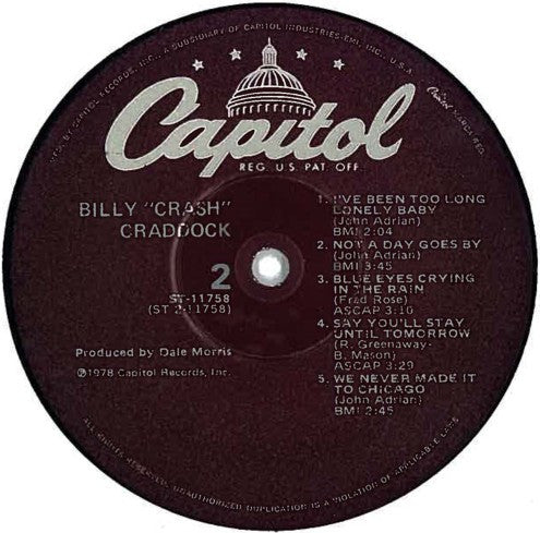 Billy 'Crash' Craddock : Billy "Crash" Craddock (LP, Album, RE)