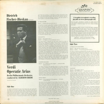 Giuseppe Verdi : Dietrich Fischer-Dieskau : Arias (LP)