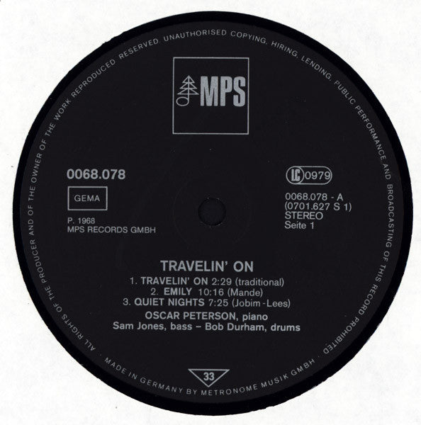 Oscar Peterson : Travelin' On (LP, Album, RE)