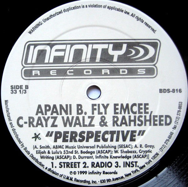 Apani B. Fly, C-Rayz Walz & Rahsheed : The Specialist / Perspective (12")