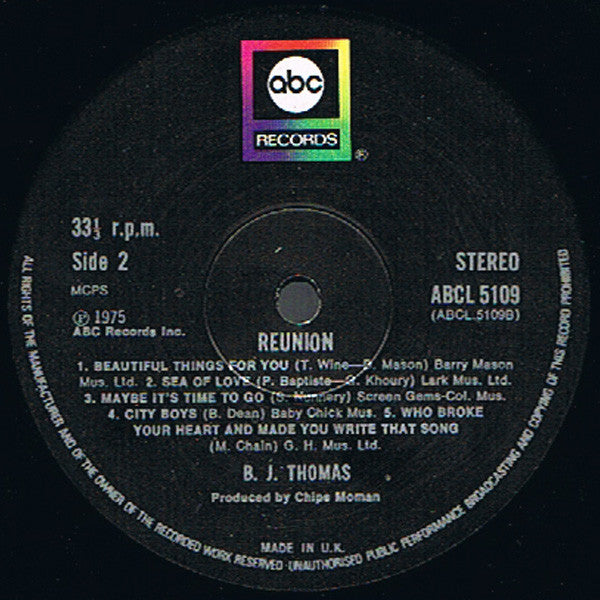 B.J. Thomas : Reunion (LP, Album)