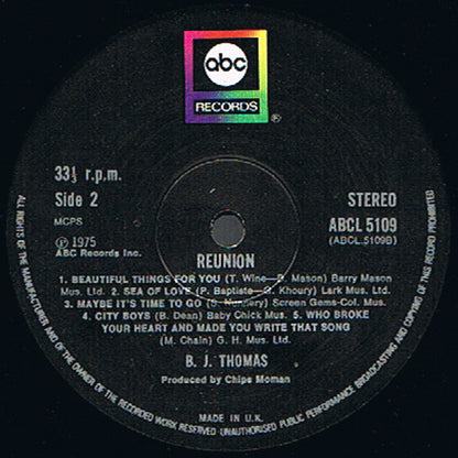 B.J. Thomas : Reunion (LP, Album)