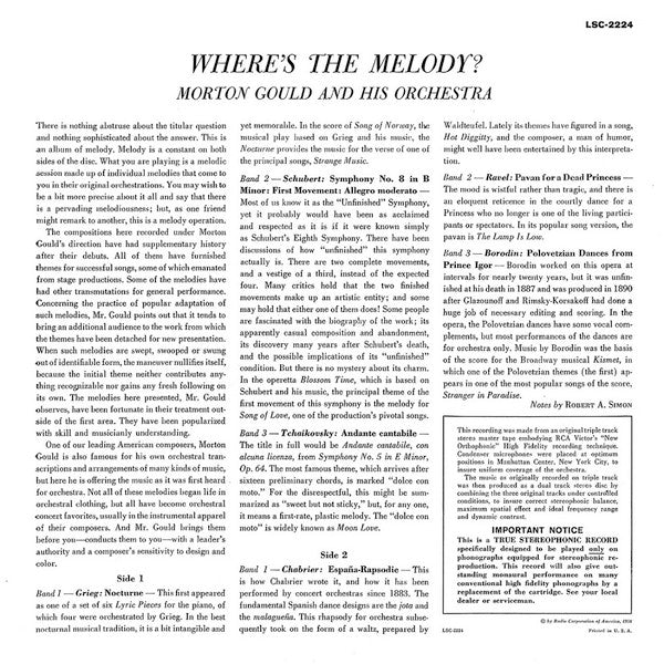 Morton Gould And His Orchestra : Where's The Melody? (LP, Album)