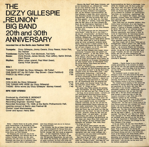 The Dizzy Gillespie Reunion Big Band : 20th And 30th Anniversary (LP, Album)