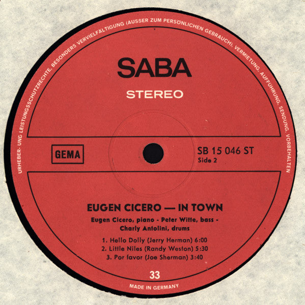 Eugen Cicero : In Town (LP, Album, RP)