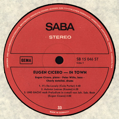 Eugen Cicero : In Town (LP, Album, RP)