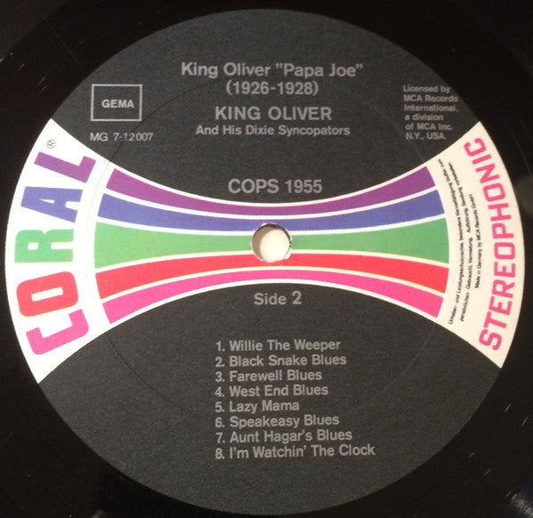 King Oliver & His Dixie Syncopators : King Oliver "Papa Joe" (1926-1928) (LP, Comp)