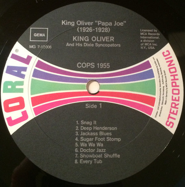 King Oliver & His Dixie Syncopators : King Oliver "Papa Joe" (1926-1928) (LP, Comp)