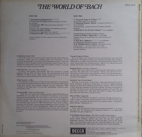 Various : The World Of Bach (LP, Comp)