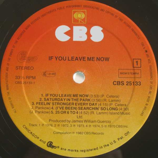 Chicago (2) : If You Leave Me Now (LP, Comp, RE)