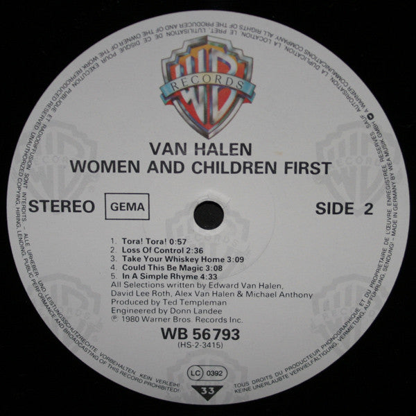 Van Halen : Women And Children First (LP, Album, RE)