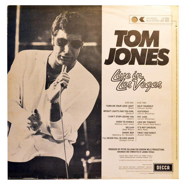 Tom Jones : Live In Las Vegas (LP, Album)