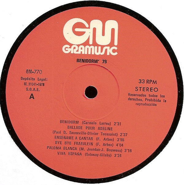 Unknown Artist : Benidorm '79 (LP, Album)