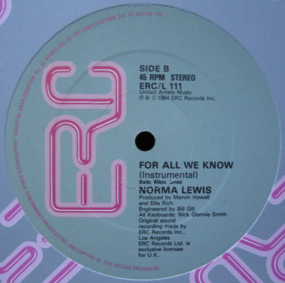 Norma Lewis : For All We Know (12")