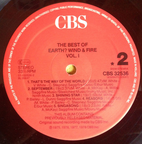 Earth, Wind & Fire : The Best Of Earth Wind & Fire Vol. I (LP, Comp, RE, Gat)