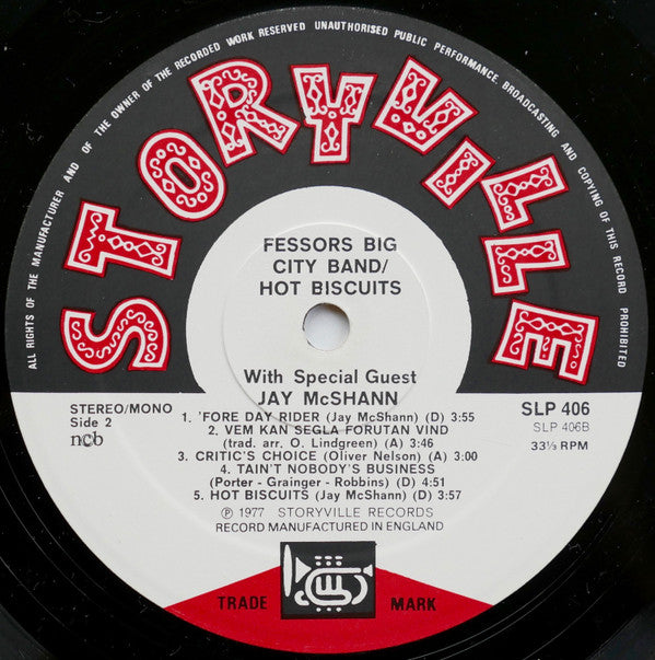 Fessor's Big City Band With Special Guest Jay McShann : Hot Biscuits (LP)