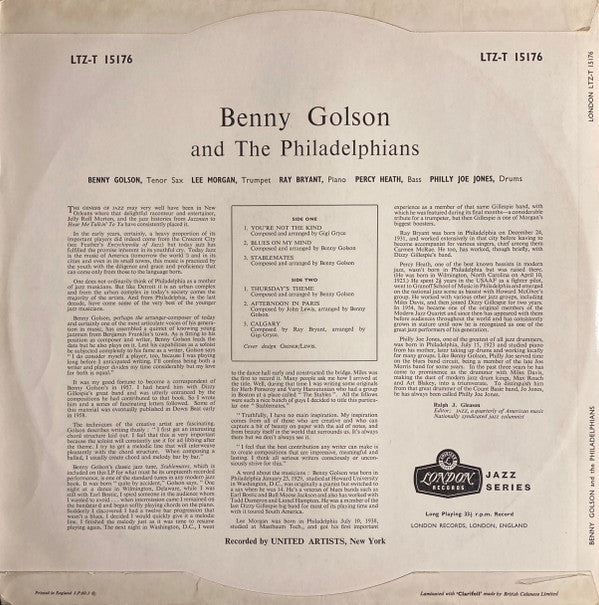 Benny Golson And The Philadelphians : Benny Golson & The Philadelphians (LP, Album, Mono)