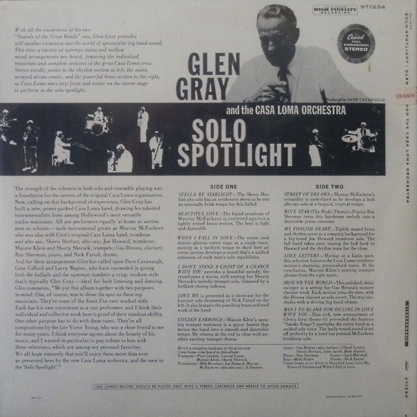 Glen Gray & The Casa Loma Orchestra : Solo Spotlight (LP, Album)