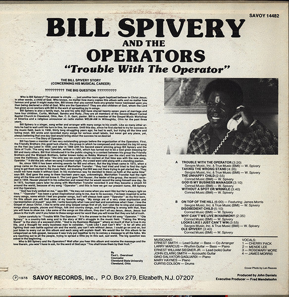 Bill Spivery And The Operators : Trouble With The Operator (LP)