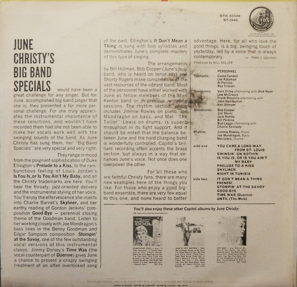 June Christy : Big Band Specials (LP, Album)