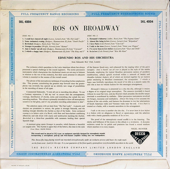 Edmundo Ros & His Orchestra : Ros On Broadway (LP, Album)