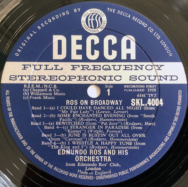 Edmundo Ros & His Orchestra : Ros On Broadway (LP, Album)