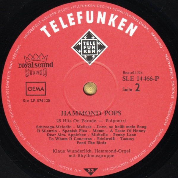 Klaus Wunderlich : Hammond Pops (28 Hits On Parade) (LP, Album)