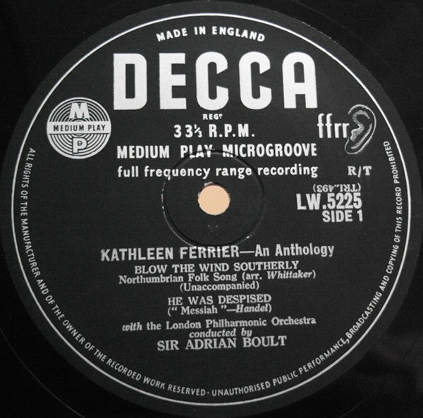 Kathleen Ferrier : An Anthology (10", Comp, Mono)