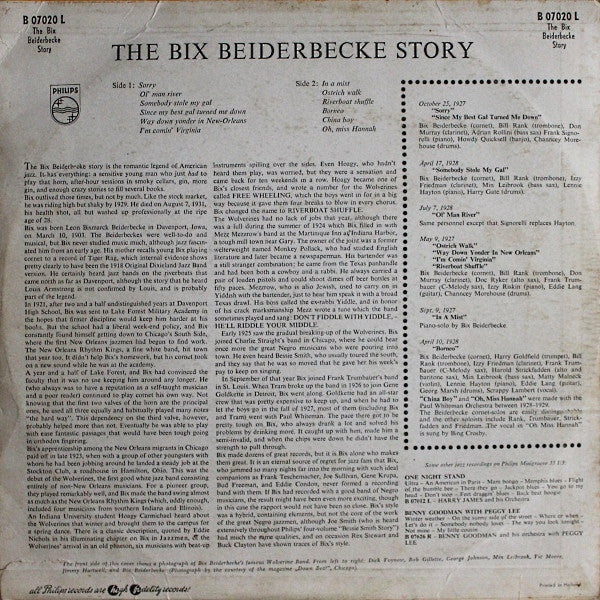 Bix Beiderbecke : The Bix Beiderbecke Story (LP, Comp, Mono)