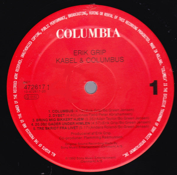 Erik Grip : Kabel & Columbus (LP, Album)