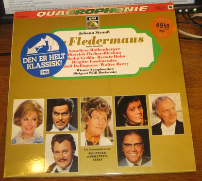 Johann Strauss Jr., Anneliese Rothenberger, Dietrich Fischer-Dieskau, Nicolai Gedda, Renate Holm, Brigitte Fassbaender, Adolf Dallapozza, Walter Berry, Wiener Symphoniker , Dirigent Willi Boskovsky : Die Fledermaus (Grosser Querschnitt) (LP, Album, Quad)