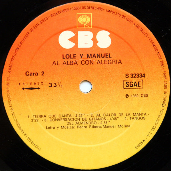 Lole Y Manuel : Al Alba Con Alegria (LP, Album, RE, Gat)