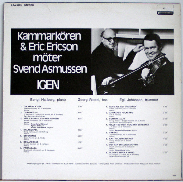 Kammarkören, Eric Ericson, Svend Asmussen : Kammarkören & Eric Ericson Möter Svend Asmussen Igen (LP, Album)